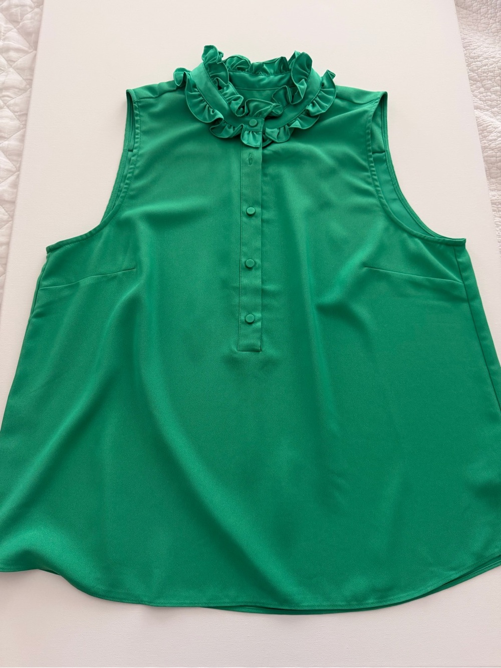 J. Crew Sleeveless Ruffle-Neck Camisole - Green